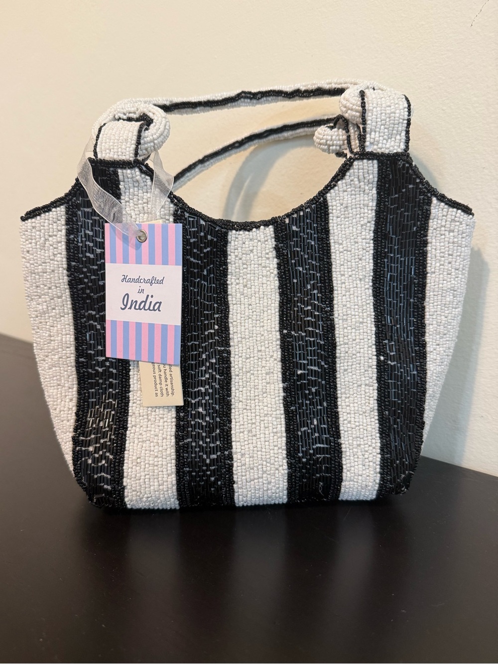 Black and White Beaded Bag